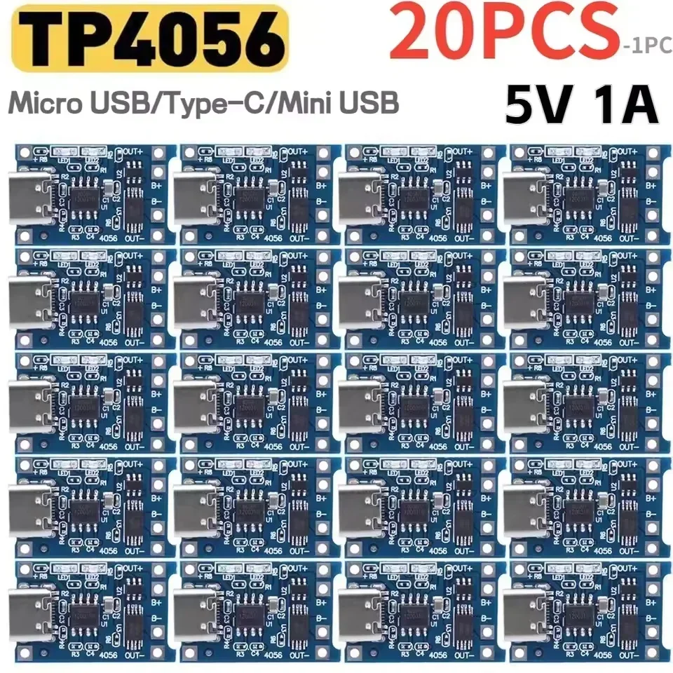 Tp4056 Module - 1-20 Pezzi Modulo Caricabatterie USB Type-C/Micro/Mini
